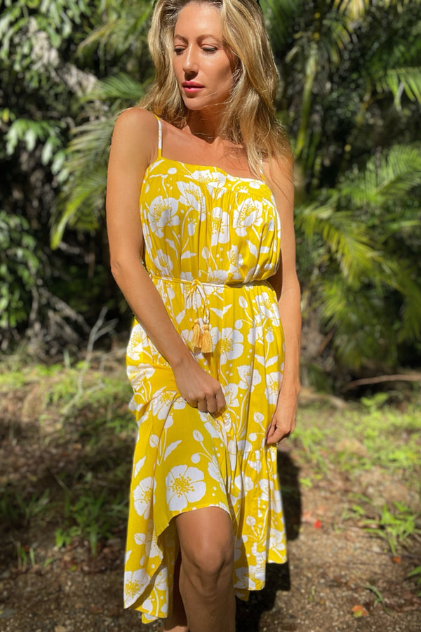 Bloom Yellow Audrey Midi Dress