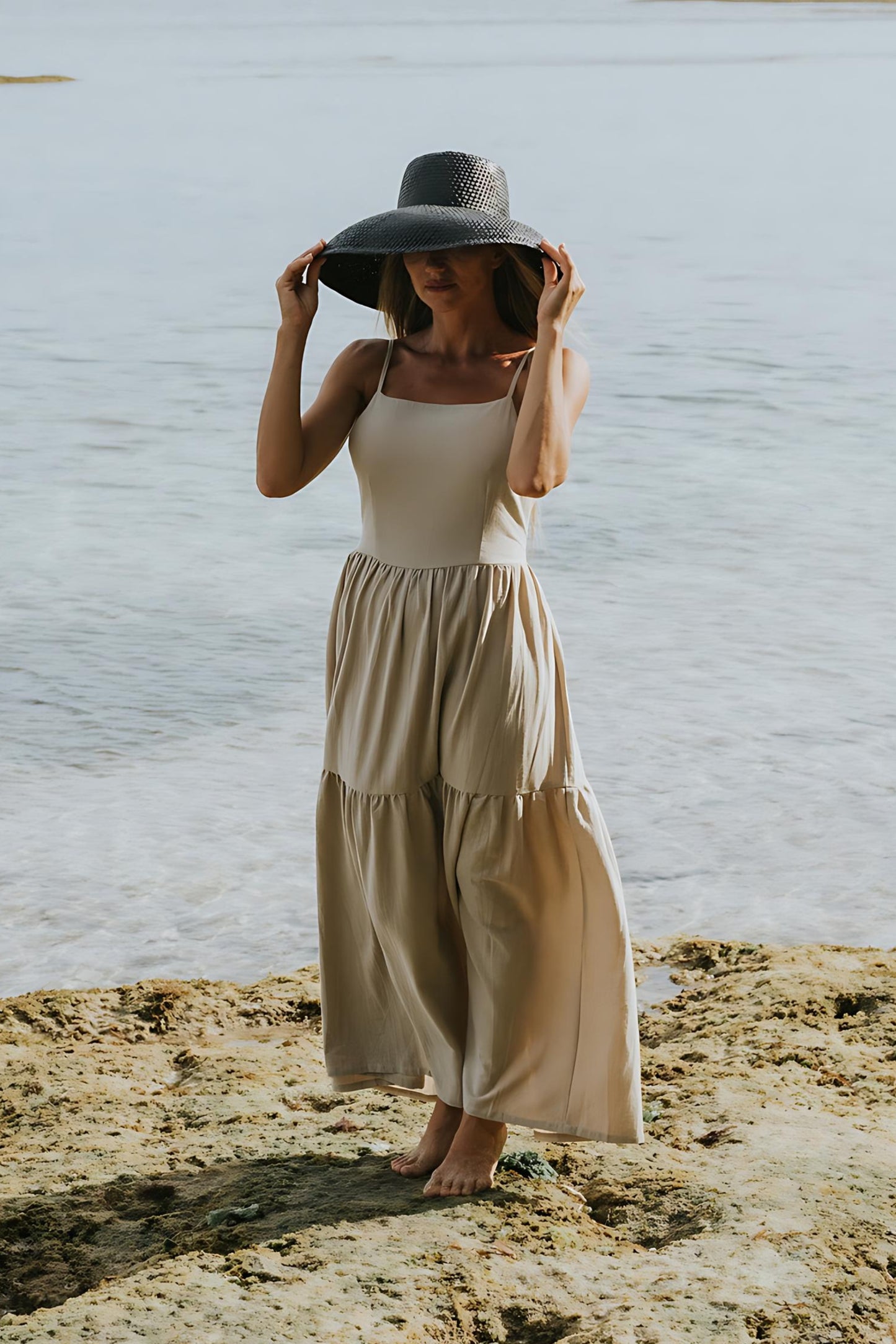 Island Luxe Straw Hat in Black