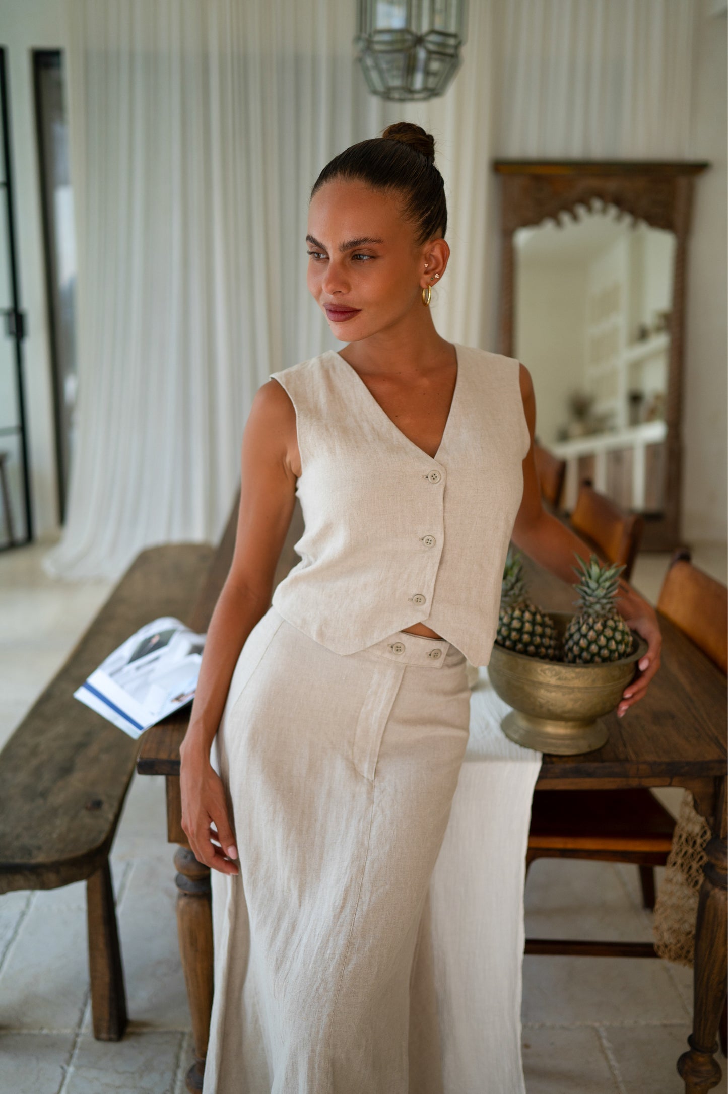 Island Luxe Marie Maxi Skirt in Natural