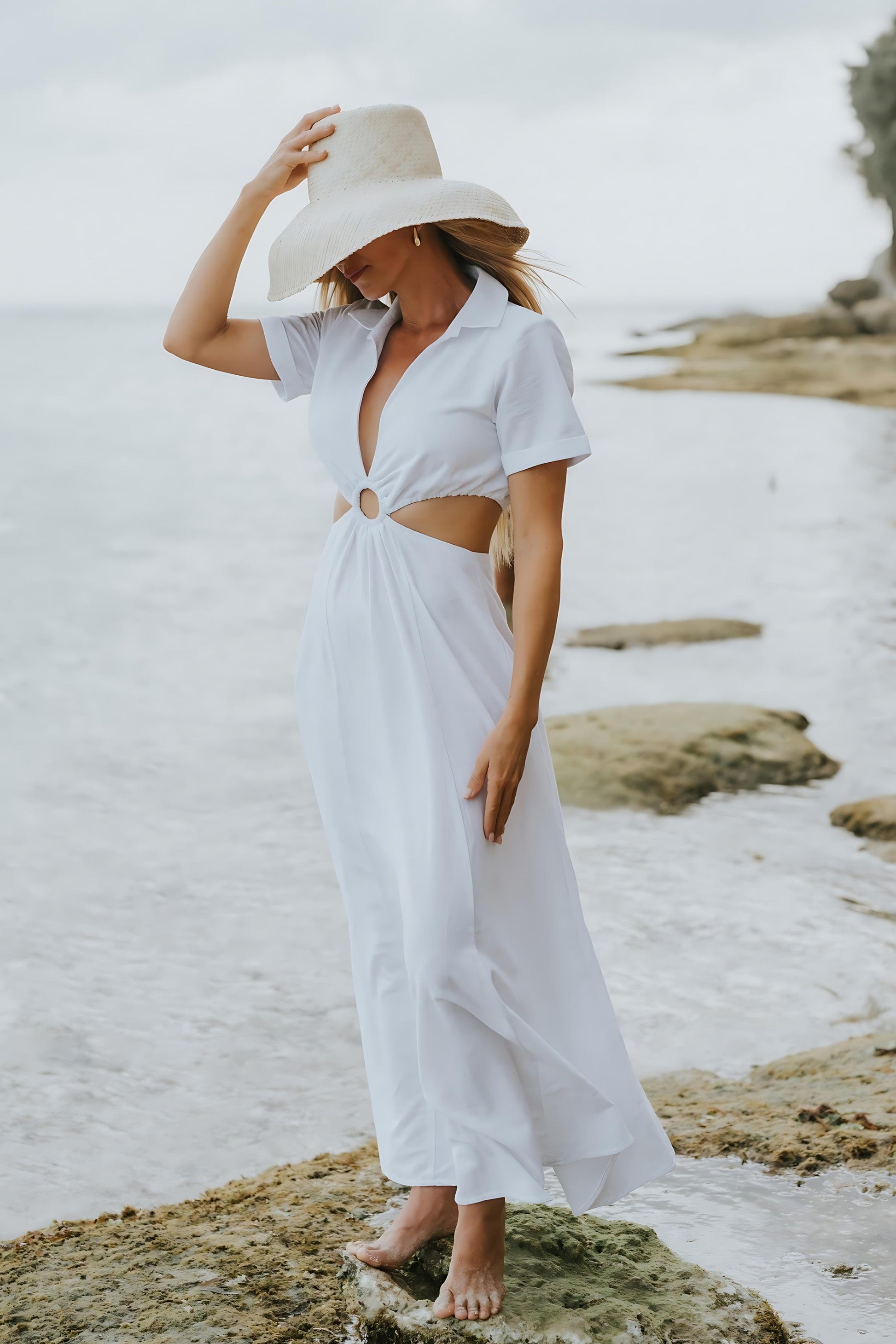 midi beach dresses with sleeves Women's Fall Dresses Casual Long Sleeve V Neck Midi Dress Floral Boho Beach Flowy Dress