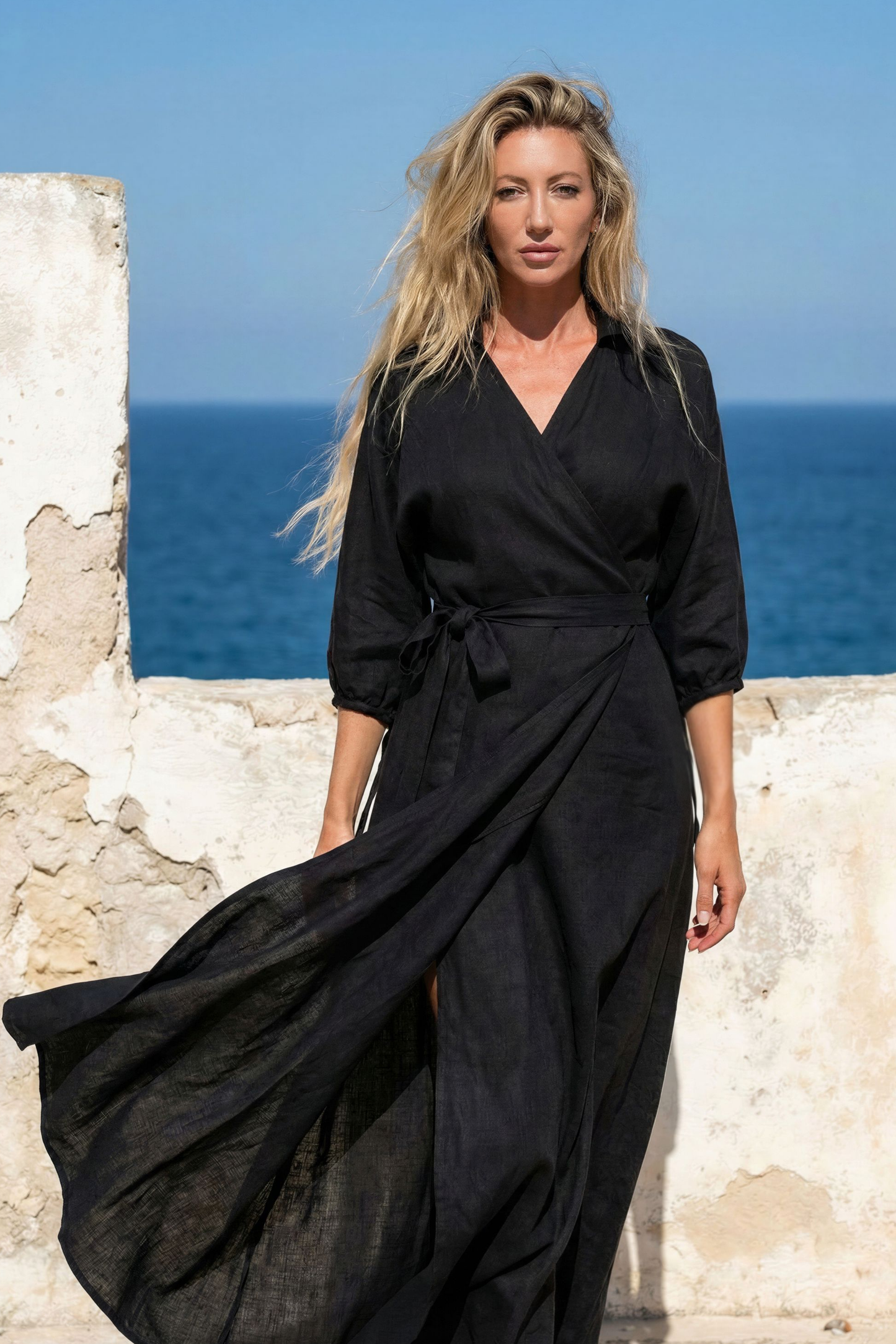 Isola Noir Collection Amara Maxi Wrap Dress in Black