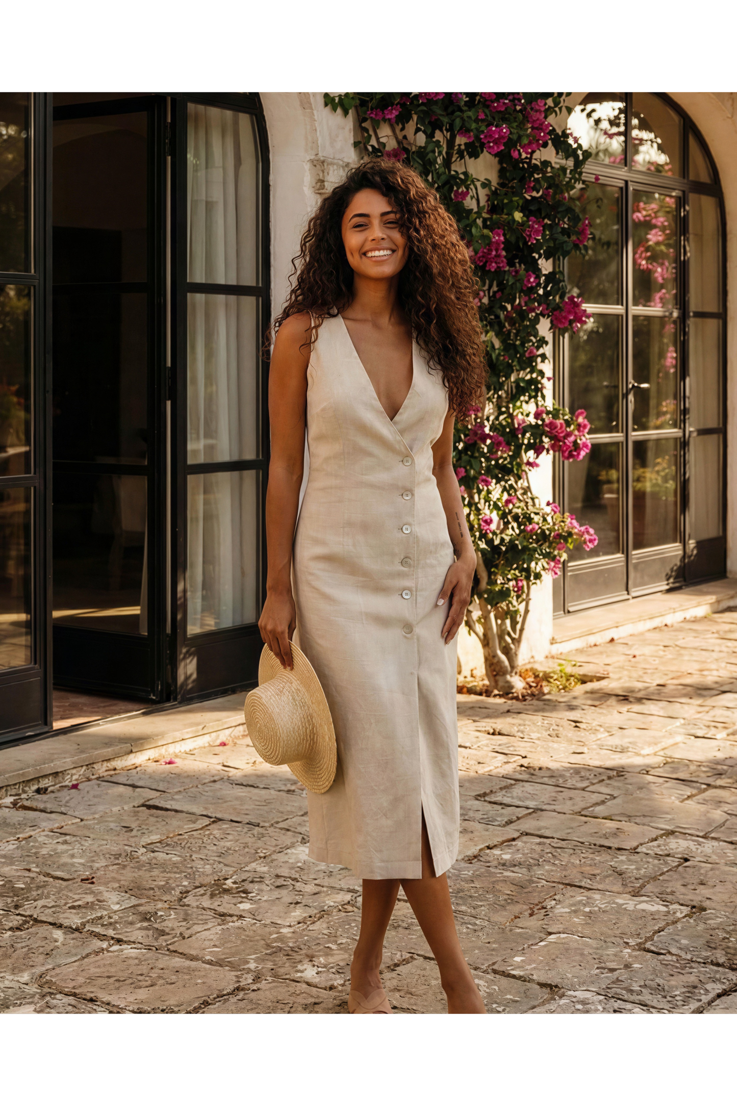 Coast to Coast Dahlia Midi Dress in Natural