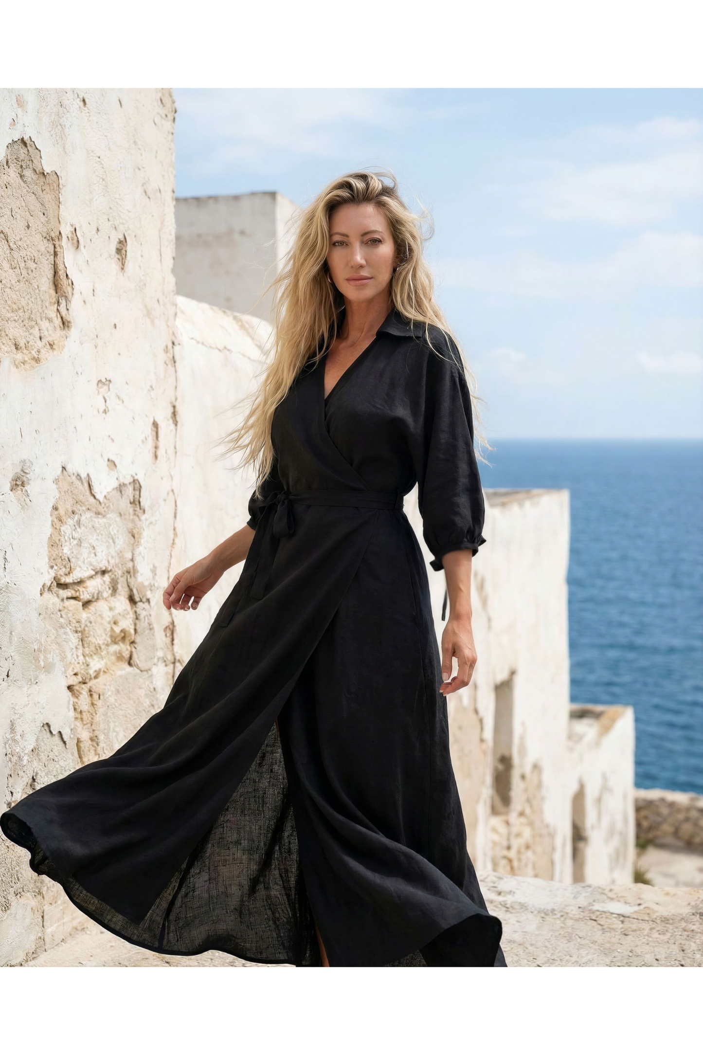 Isola Noir Collection Amara Maxi Wrap Dress in Black
