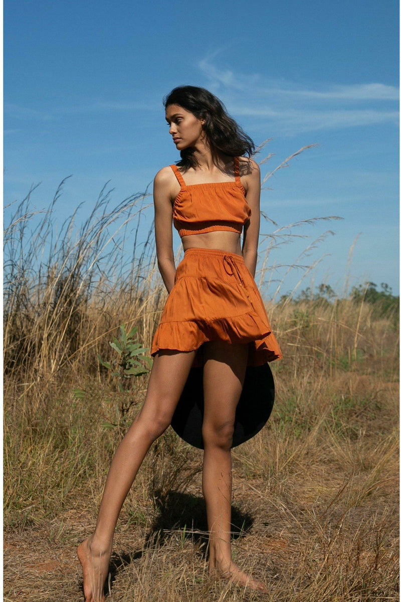 Essentials Terracotta Janet Mini Skirt - WALLIS AND JAZZ - THE TROPICAL FASHION HOUSE