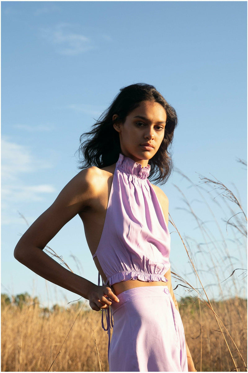 Essentials Lilac Zara Tie Top - WALLIS AND JAZZ - THE TROPICAL FASHION HOUSE