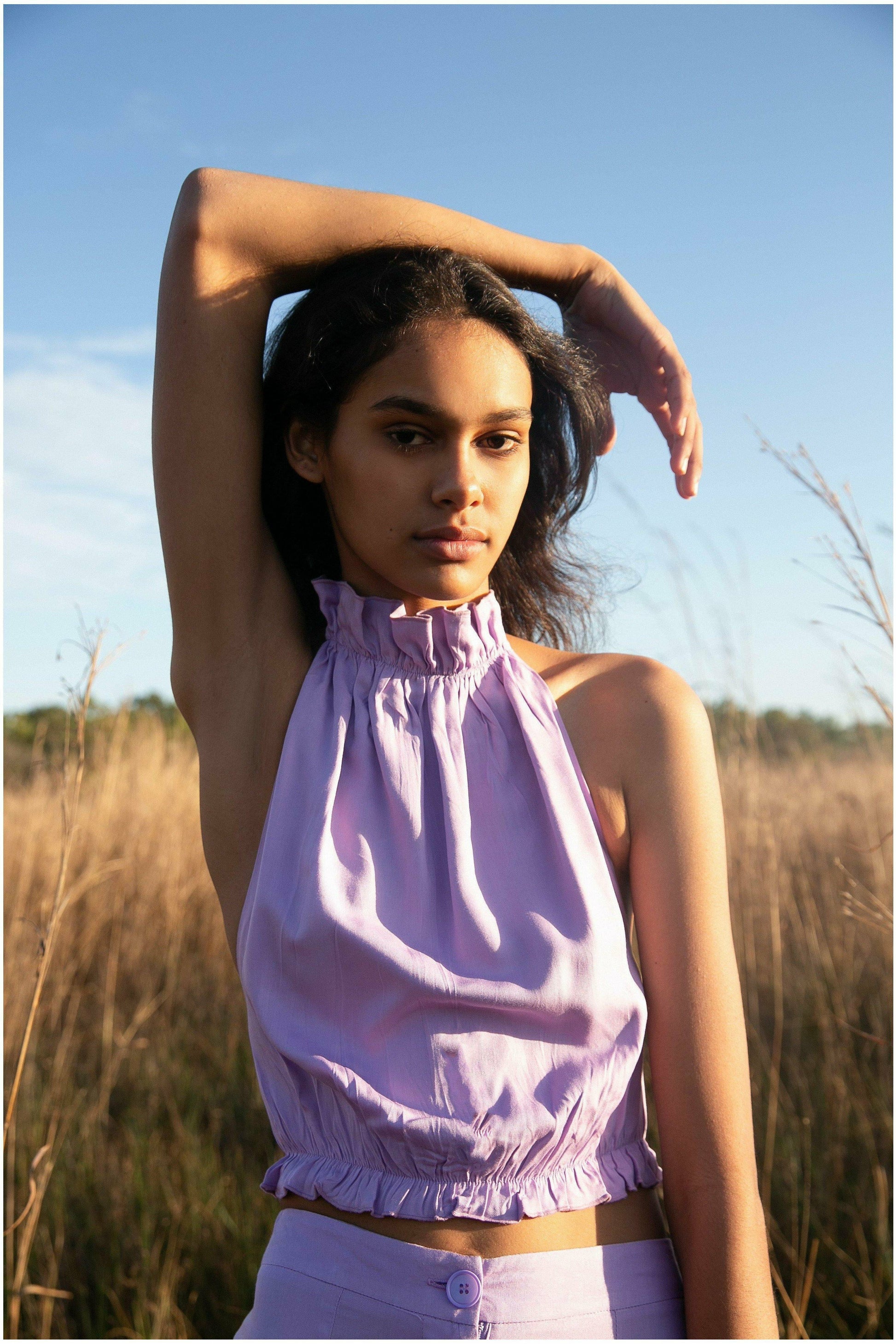 Essentials Lilac Zara Tie Top - WALLIS AND JAZZ - THE TROPICAL FASHION HOUSE