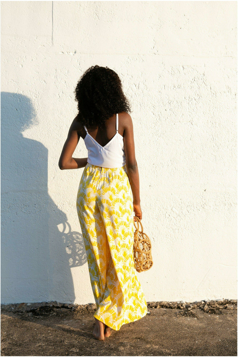 Paradiso Sunshine Yellow Celeste Palazzo Pant - WALLIS AND JAZZ - THE TROPICAL FASHION HOUSE