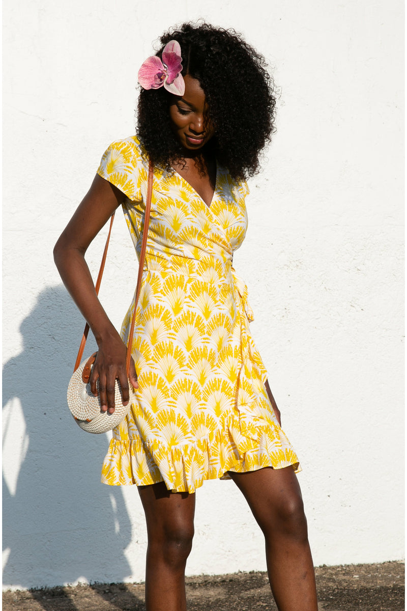 Paradiso Sunshine Yellow Lisa Mini Wrap Dress