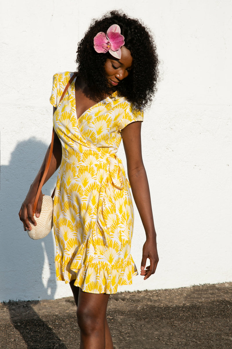 Paradiso Sunshine Yellow Lisa Mini Wrap Dress