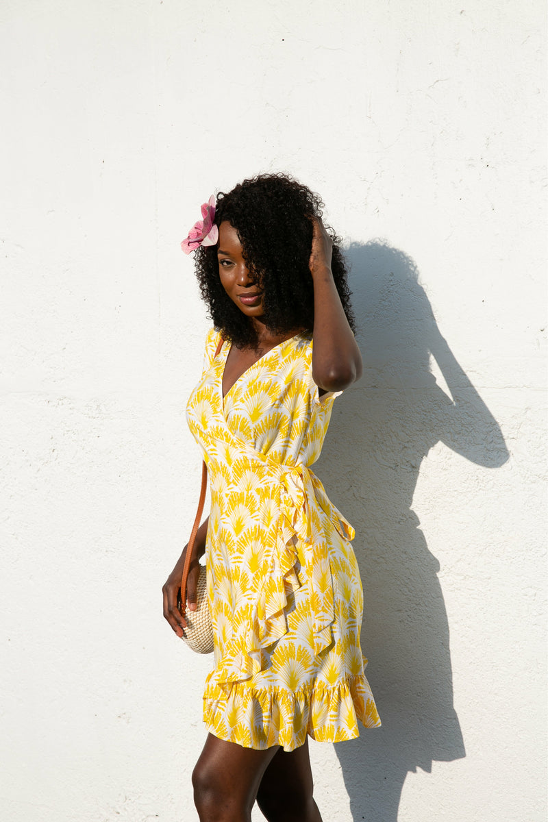 Paradiso Sunshine Yellow Lisa Mini Wrap Dress