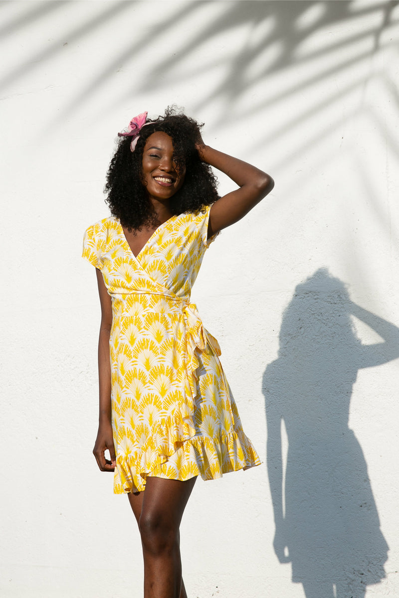 Paradiso Sunshine Yellow Lisa Mini Wrap Dress