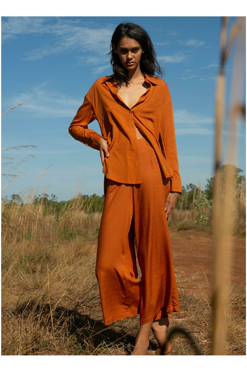 Essentials Terracotta Zoe Shirt - WALLIS AND JAZZ - THE TROPICAL FASHION HOUSE