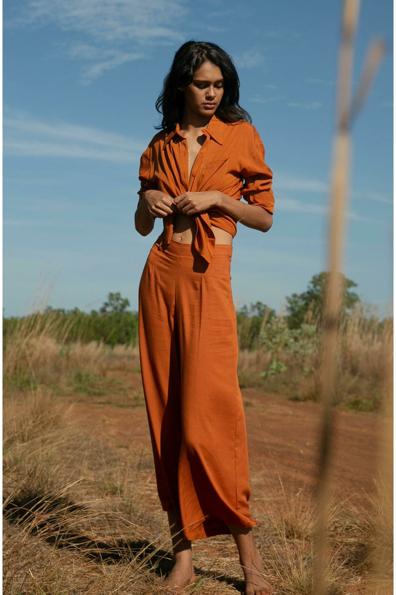 Essentials Terracotta Madison Culottes Pant - WALLIS AND JAZZ - THE TROPICAL FASHION HOUSE