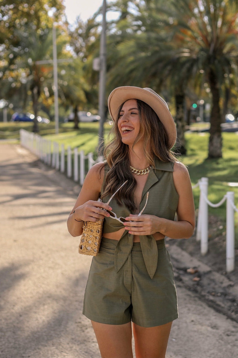 Classic Collection Sage Green Ivy Tie Top