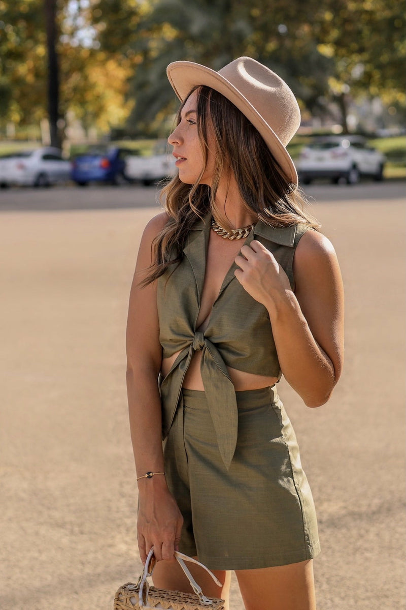 Classic Collection Sage Green Ivy Tie Top