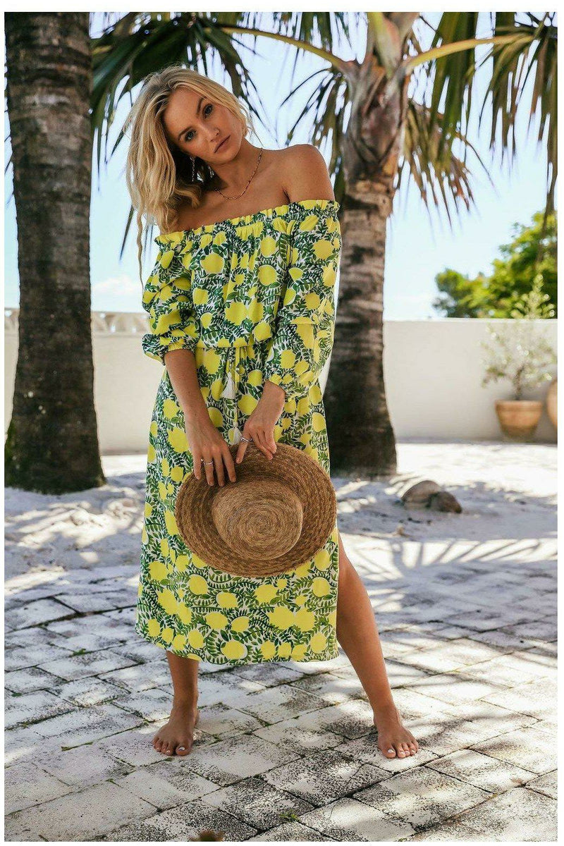 La Dolce Vita Lemoncello Loren Midi Dress - WALLIS AND JAZZ - THE TROPICAL FASHION HOUSE