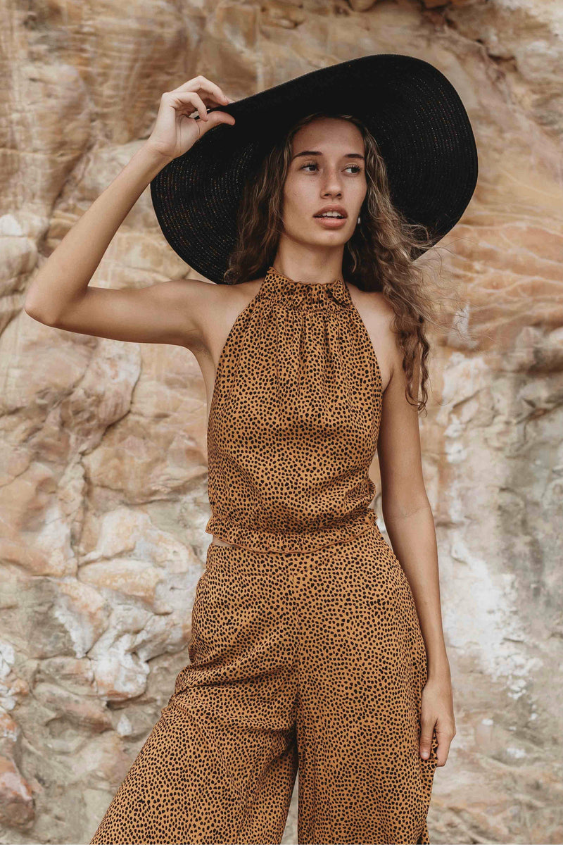 Sahara Cheetah Print Zara Tie Top