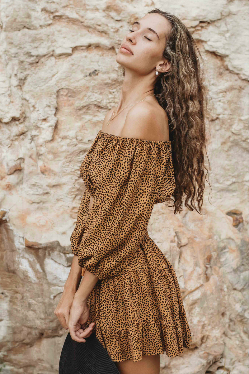 Sahara Cheetah Print Daisy Off Shoulder Crop